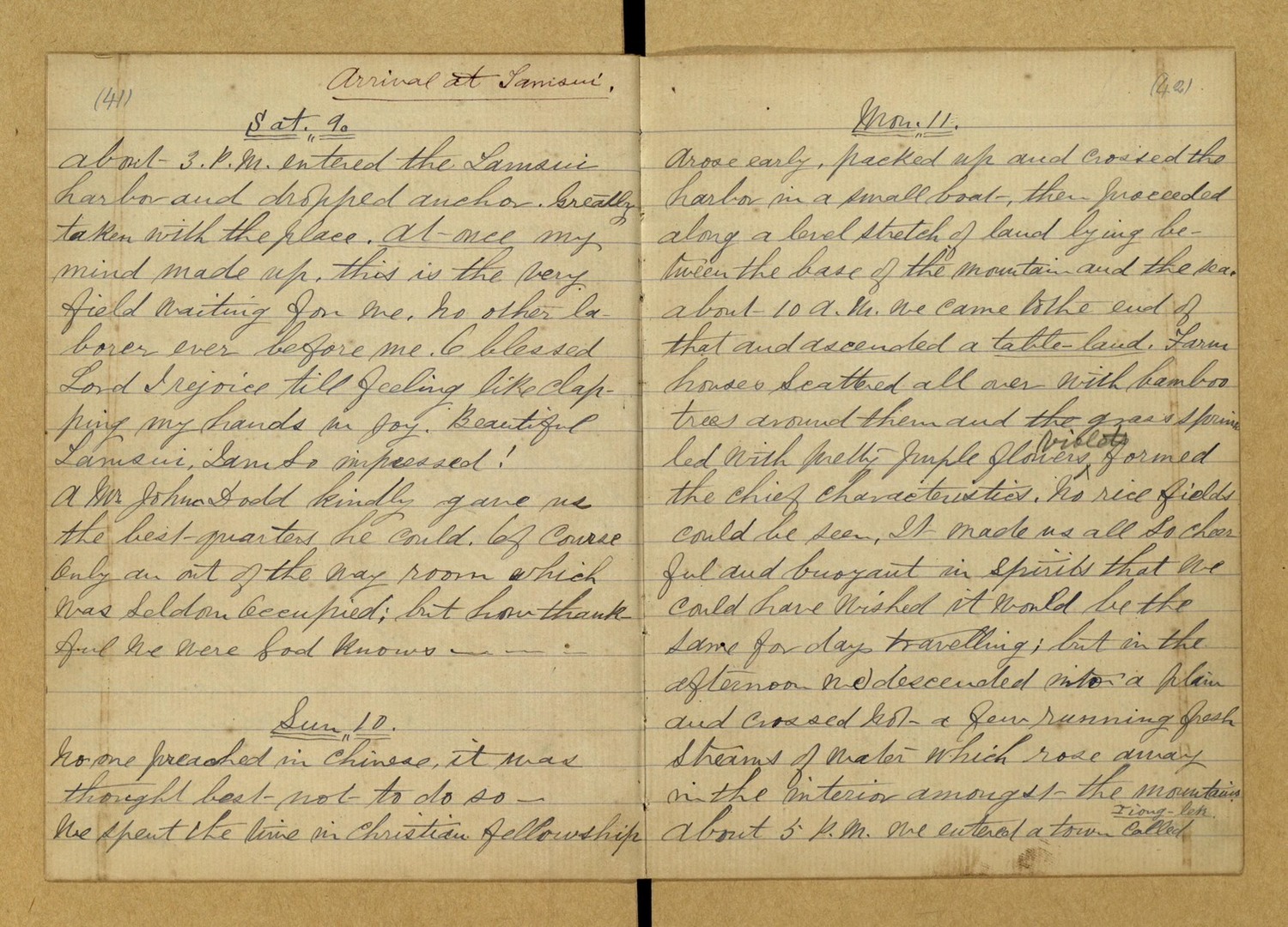 馬偕博士登台154週年：馬偕日記(3/9-3/11)